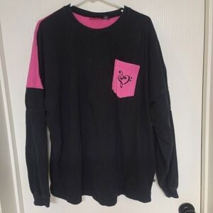 ~ womens worn pink and black show choir oversized fit style shirt
